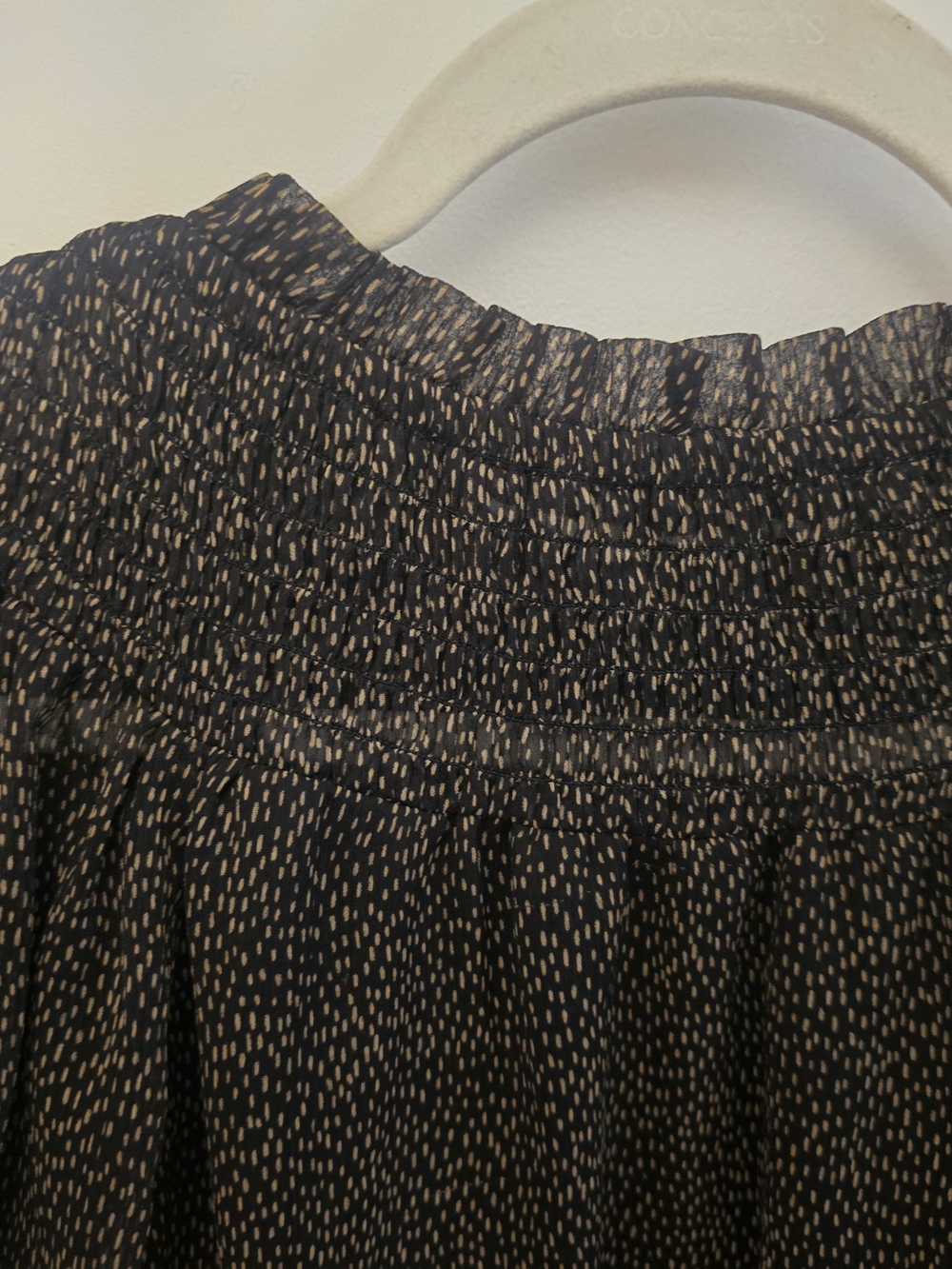 LOFT Black Speckled Smocked-Neck Blouse - Picture 5 of 7